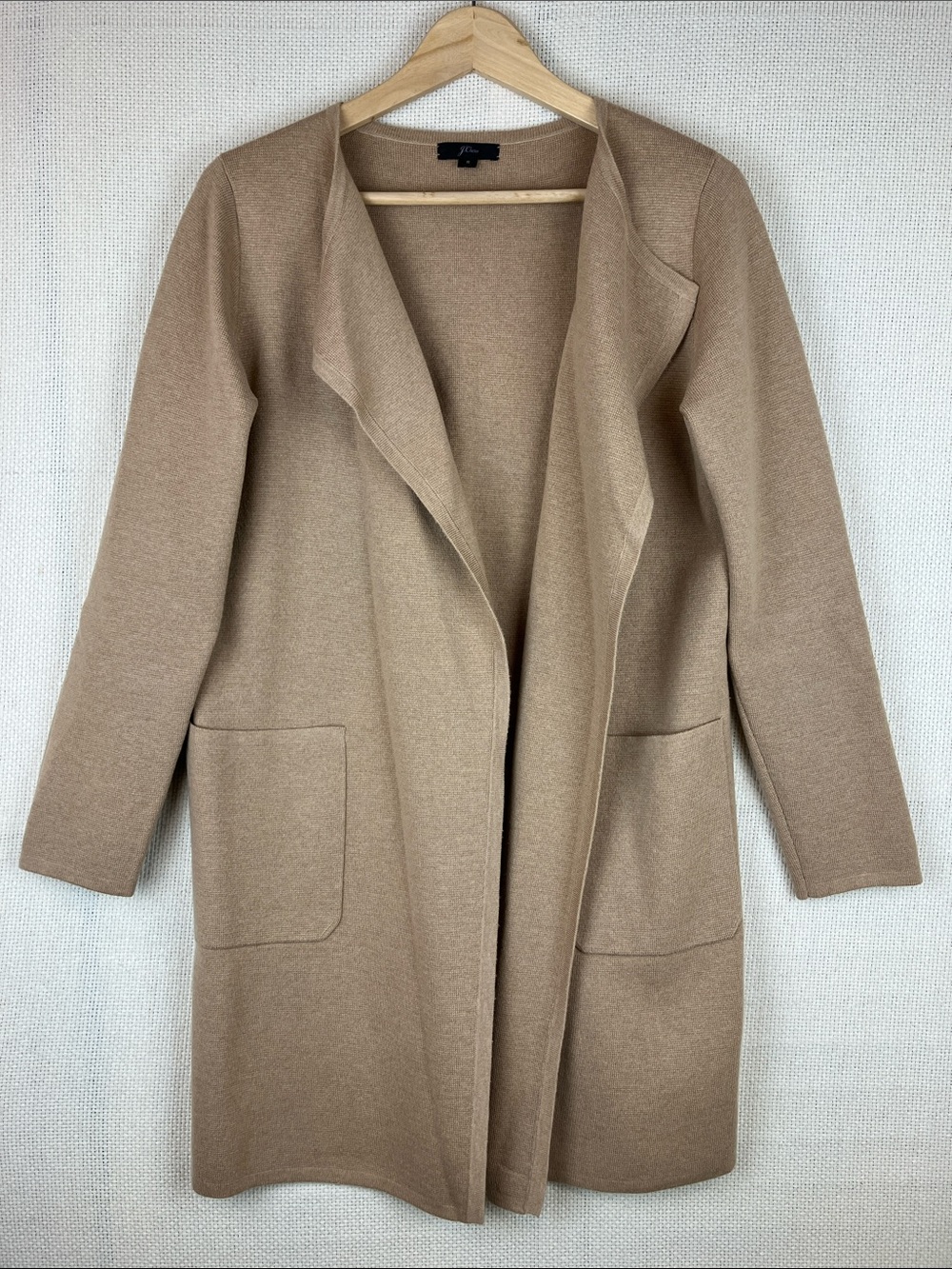 J Crew Juliette Collarless Sweater Khaki Wool Blend Cardigan